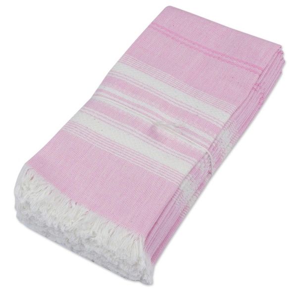Alternate image for Pink Striped 100 Cotton Napkins from Guatemala Set of 6 Rosy Inspiration