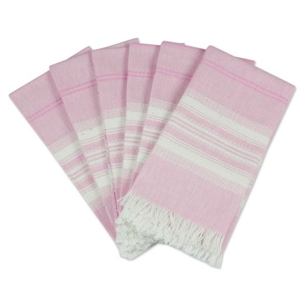 Alternate image for Pink Striped 100 Cotton Napkins from Guatemala Set of 6 Rosy Inspiration