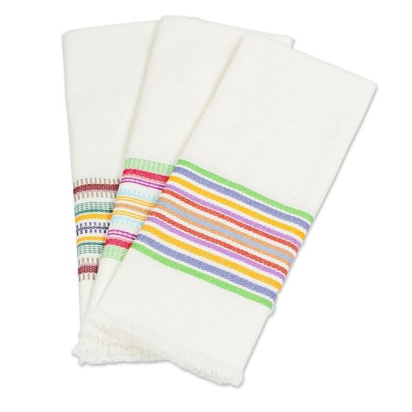 Alternate image for Striped Multicolor 100 Cotton Dishtowels Set of 3 Celebration