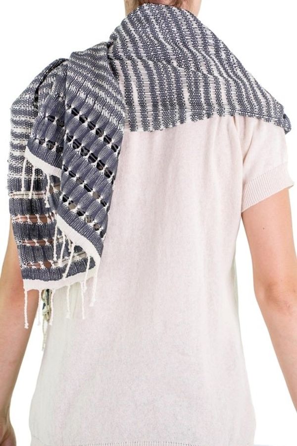 Alternate image for Artisan Designed and Crafted Cotton Scarf in Grey Grey Roads Found