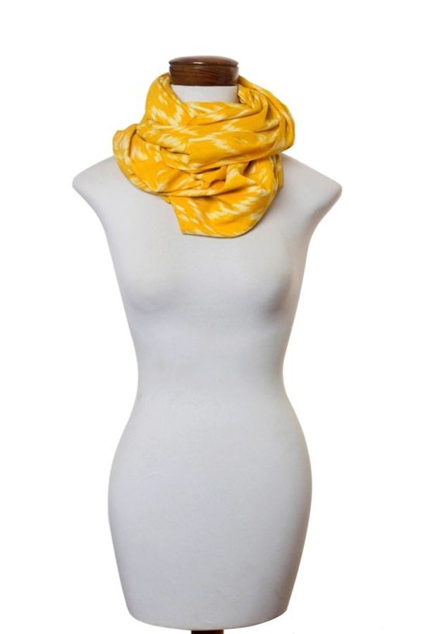 Alternate image for Hand Woven Cotton Infinity Scarf in Bright Yellow and White Maya Sunlight