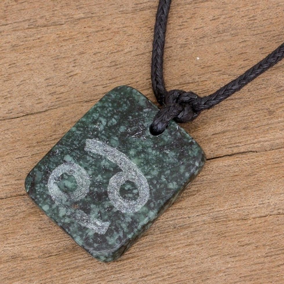 Jade Zodiac Cancer Pendant Necklace from Guatemala 'Verdant Cancer'
