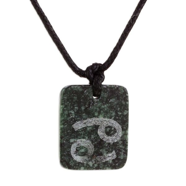 Alternate image for Jade Zodiac Cancer Pendant Necklace from Guatemala Verdant Cancer