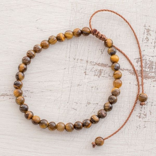 Alternate image for Adjustable Tigers Eye Beaded Bracelet from Guatemala Earthen Sweetness