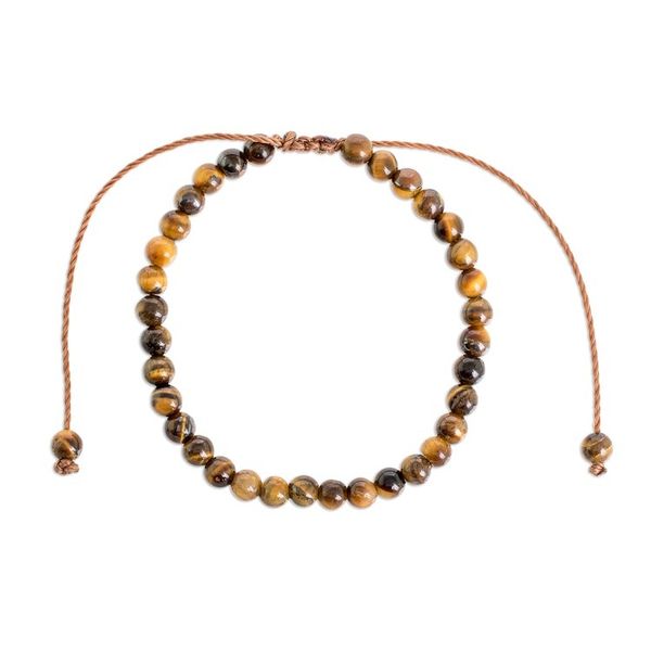 Alternate image for Adjustable Tigers Eye Beaded Bracelet from Guatemala Earthen Sweetness