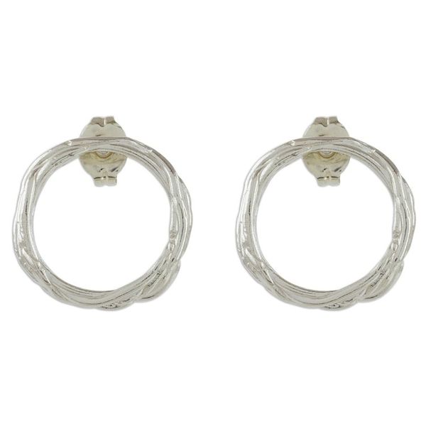 Alternate image for Handcrafted Sterling Silver Circle Wreath Drop Earrings Love Nest