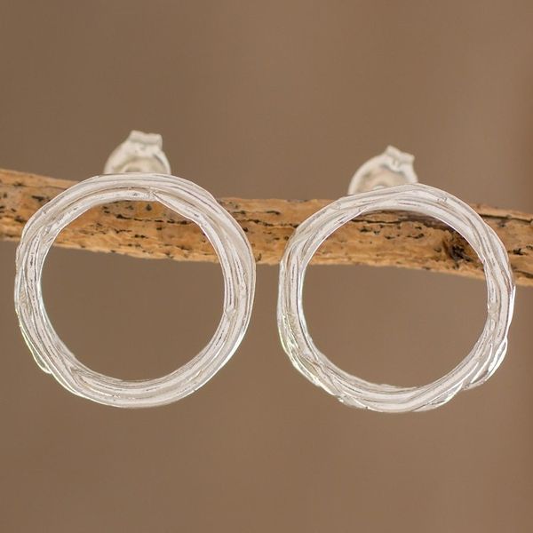 Alternate image for Handcrafted Sterling Silver Circle Wreath Drop Earrings Love Nest