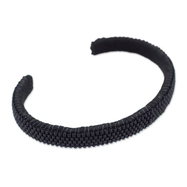 Alternate image for Glass Beaded Cuff Bracelet in Solid Black from El Salvador Beautiful Horizon in Black