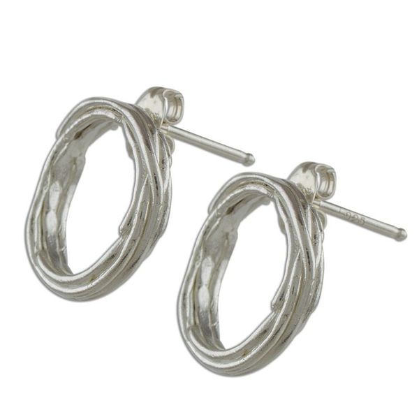 Alternate image for Handcrafted Sterling Silver Circle Wreath Drop Earrings Love Nest
