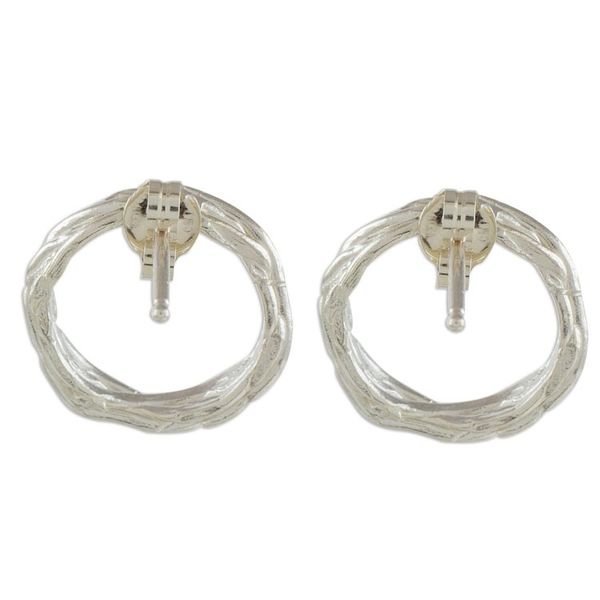 Alternate image for Handcrafted Sterling Silver Circle Wreath Drop Earrings Love Nest