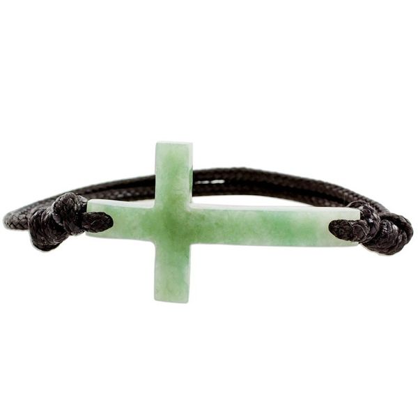 Alternate image for Cross-Shaped Apple Green Jade Bracelet from Guatemala Maya Faith in Apple Green