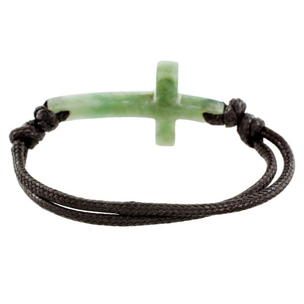 Alternate image for Cross-Shaped Apple Green Jade Bracelet from Guatemala Maya Faith in Apple Green