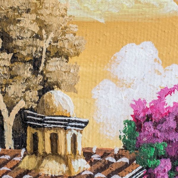 Alternate image for Nostalgic Small Scale Oil Painting of Antigua in Sepia Antigua Guatemala II