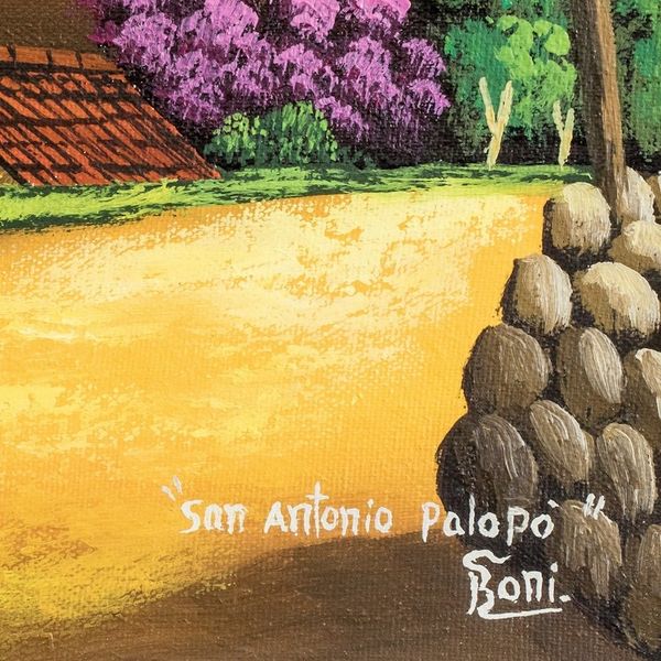Alternate image for Signed Oil on Canvas Lake Atitlan Landscape Painting San Antonio Palopo II