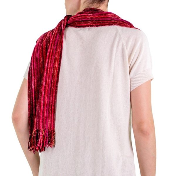 Alternate image for Rayon Chenille Hand Woven Guatemalan Scarf Bright Berries