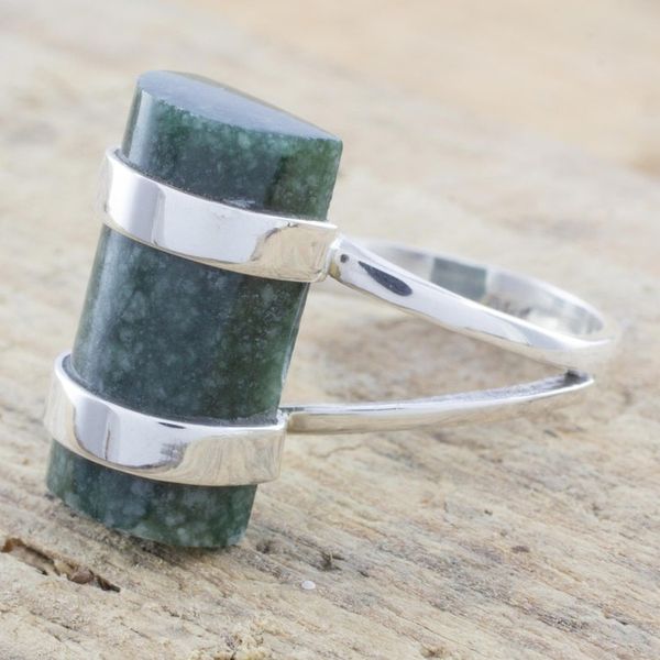 Alternate image for Artisan Crafted Sterling Silver and Jade Cocktail Ring Sweet Maya