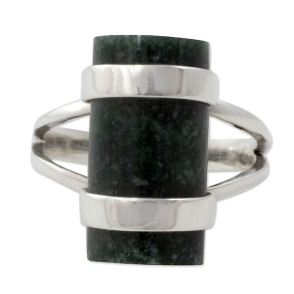 Alternate image for Artisan Crafted Sterling Silver and Jade Cocktail Ring Sweet Maya