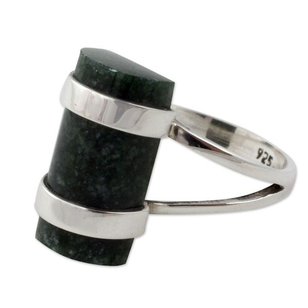 Alternate image for Artisan Crafted Sterling Silver and Jade Cocktail Ring Sweet Maya