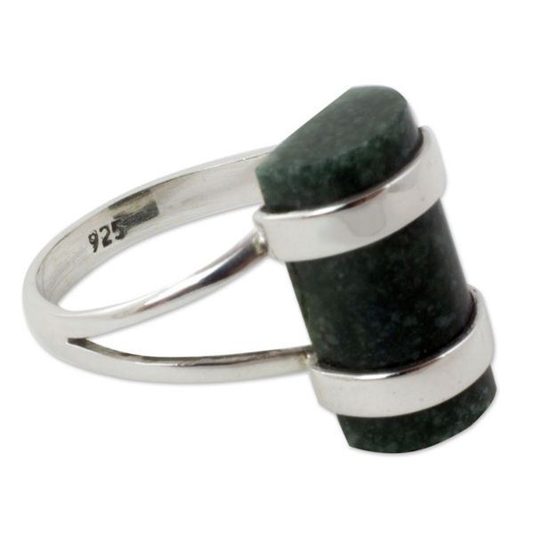 Alternate image for Artisan Crafted Sterling Silver and Jade Cocktail Ring Sweet Maya