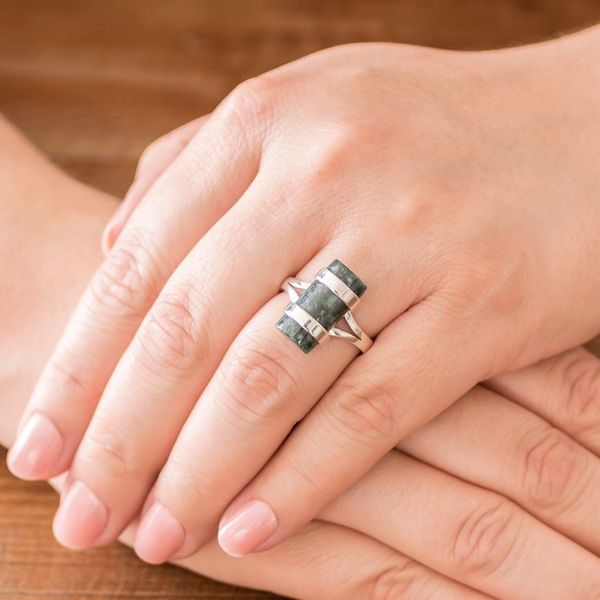 Alternate image for Artisan Crafted Sterling Silver and Jade Cocktail Ring Sweet Maya
