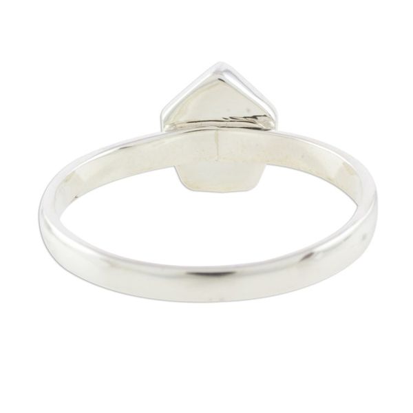 Alternate image for Dark Green Jade Pentagon and Sterling Silver Cocktail Ring Striking in Dark Green