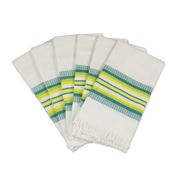 Alternate image for Multicolor 100 Cotton Napkins from Guatemala Set of 6 Culinary Inspiration in Green