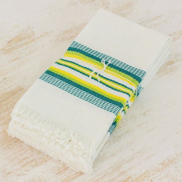 Alternate image for Multicolor 100 Cotton Napkins from Guatemala Set of 6 Culinary Inspiration in Green