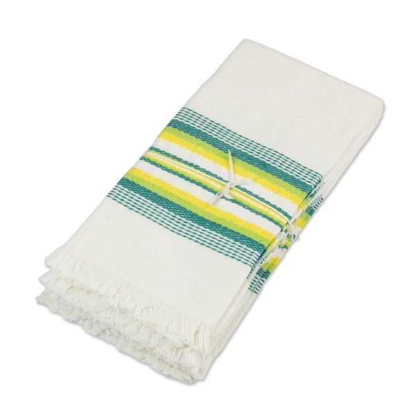 Alternate image for Multicolor 100 Cotton Napkins from Guatemala Set of 6 Culinary Inspiration in Green