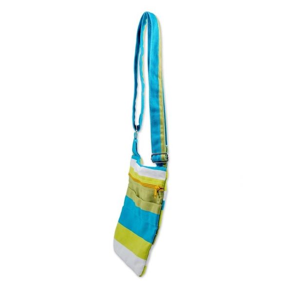 Alternate image for Handwoven Striped Cotton Sling Handbag from El Salvador Citron Combination