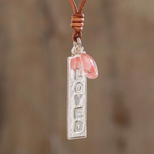 Alternate image for Romantic Rose Quartz Pendant Necklace from Guatemala Loved