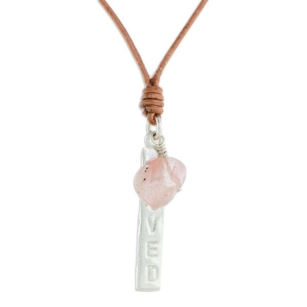 Alternate image for Romantic Rose Quartz Pendant Necklace from Guatemala Loved