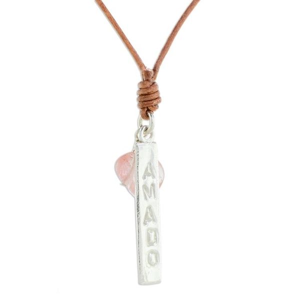 Alternate image for Romantic Rose Quartz Pendant Necklace from Guatemala Loved