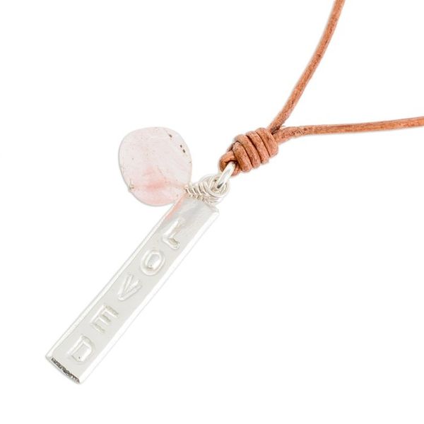 Alternate image for Romantic Rose Quartz Pendant Necklace from Guatemala Loved