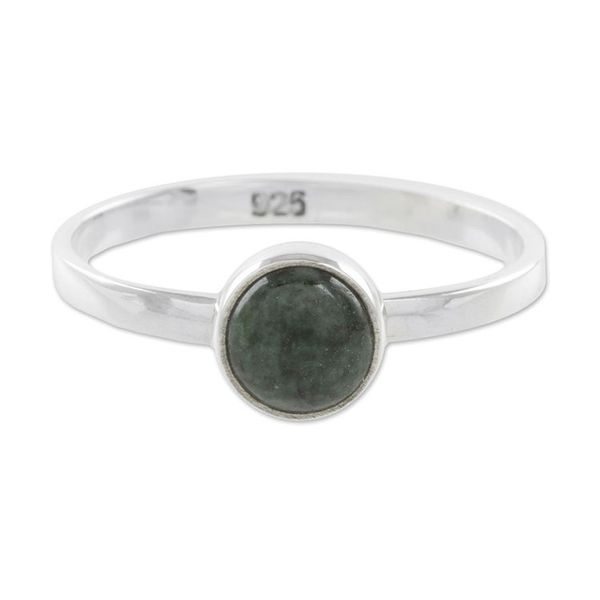 Alternate image for Circular Dark Green Jade Single Stone Ring from Guatemala Beautiful Circle in Dark Green