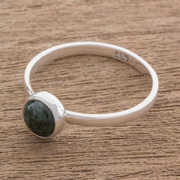 Alternate image for Circular Dark Green Jade Single Stone Ring from Guatemala Beautiful Circle in Dark Green