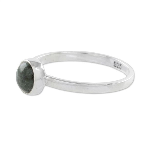 Alternate image for Circular Dark Green Jade Single Stone Ring from Guatemala Beautiful Circle in Dark Green