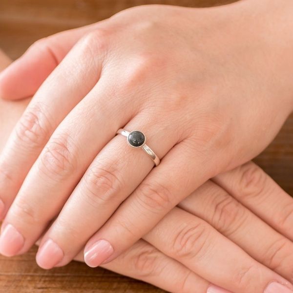 Alternate image for Circular Dark Green Jade Single Stone Ring from Guatemala Beautiful Circle in Dark Green