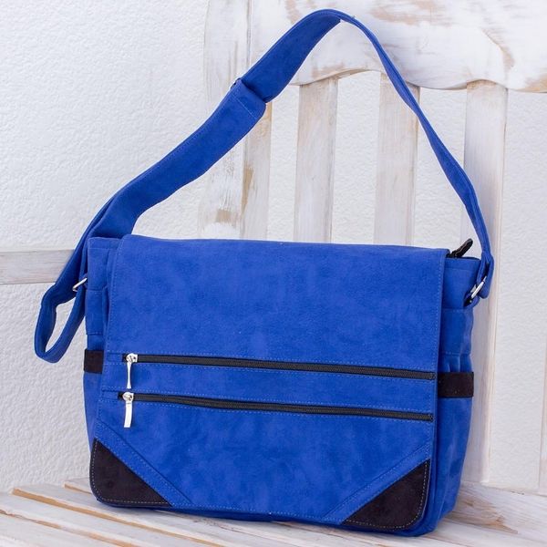 Alternate image for Faux Suede Messenger Bag in Sapphire from Costa Rica Traveling the World