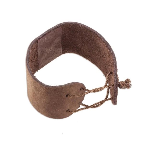 Alternate image for Brown Leather Coconut Shell Pendant Wristband Bracelet Powerful