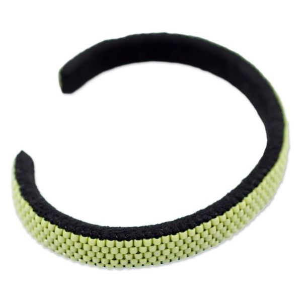 Alternate image for Glass Beaded Cuff Bracelet in Solid Avocado from El Salvador Beautiful Horizon in Avocado