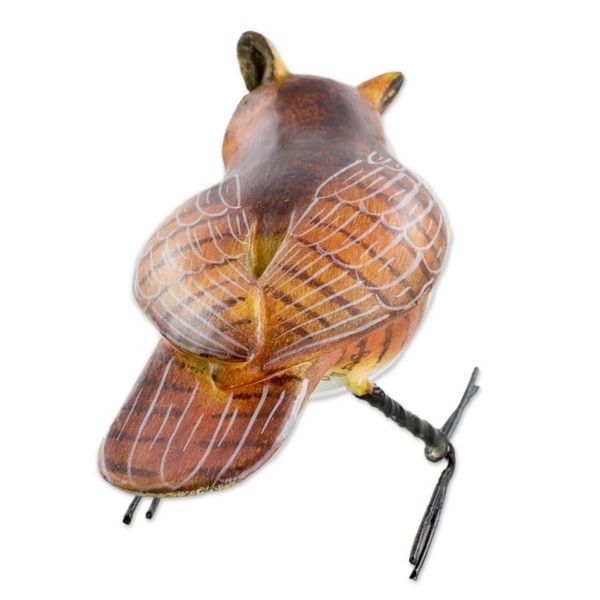 Alternate image for Hand Sculpted, Painted Ceramic Great Horned Owl Figurine Great Horned Owl
