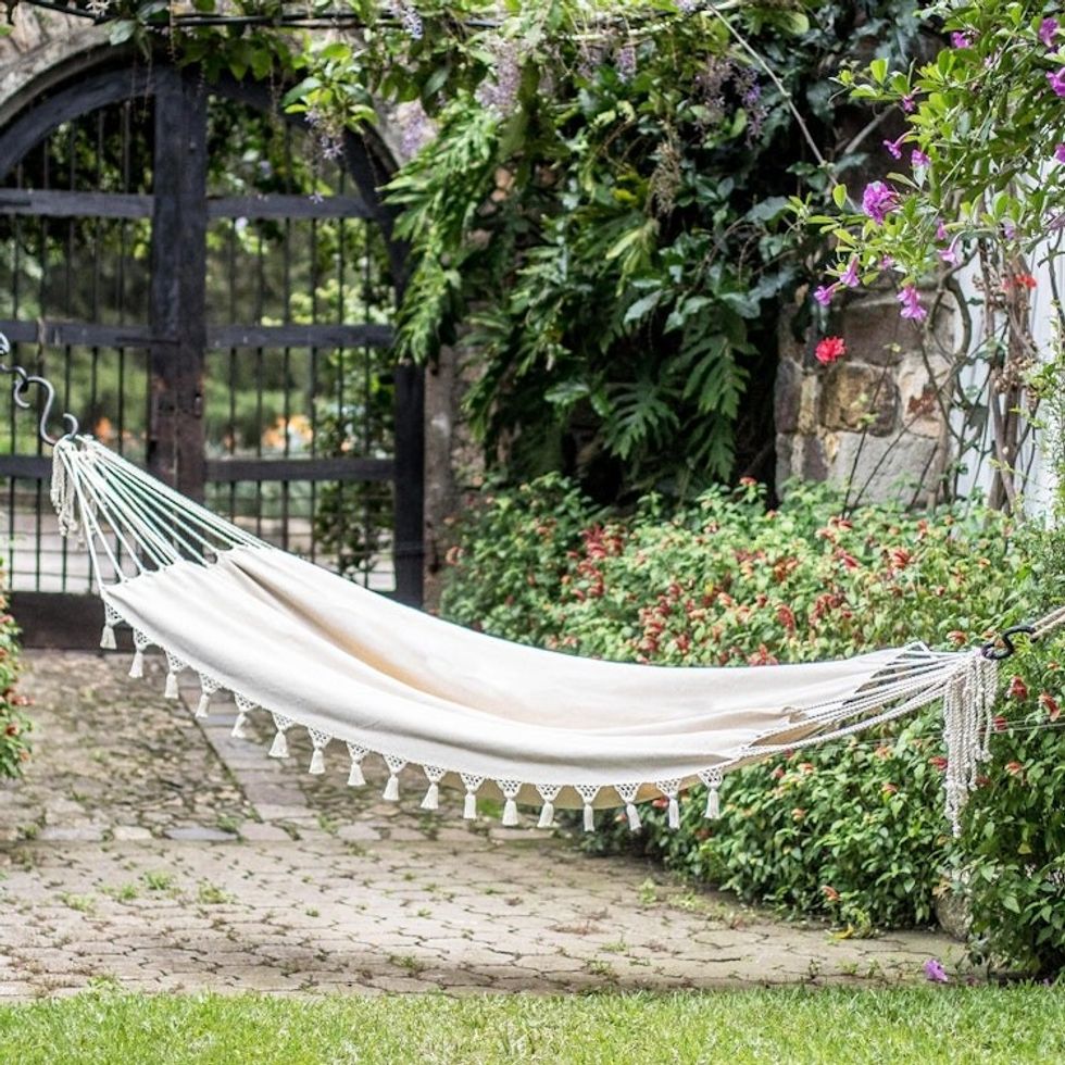 Handwoven Cotton Single Hammock in Linen from Guatemala 'Above the Sand'