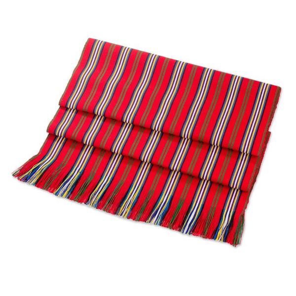 Alternate image for Red Striped 100 Cotton Table Runner from Guatemala Latin Festival