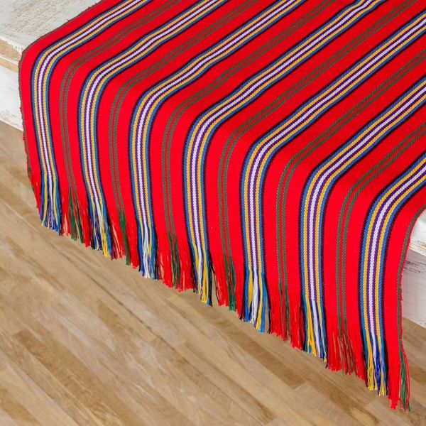 Alternate image for Red Striped 100 Cotton Table Runner from Guatemala Latin Festival
