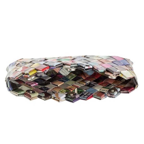 Alternate image for Handcrafted Multicolor Recycled Magazine Paper 4 Inch Clutch Fashion Fiesta