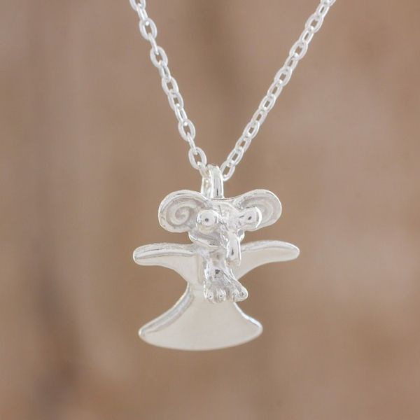 Alternate image for Handcrafted Sterling Silver Eagle Pendant Necklace Eagle in Flight
