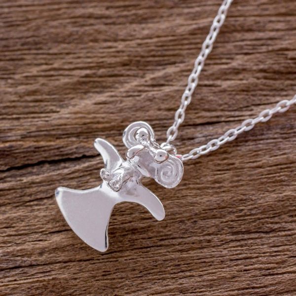 Alternate image for Handcrafted Sterling Silver Eagle Pendant Necklace Eagle in Flight