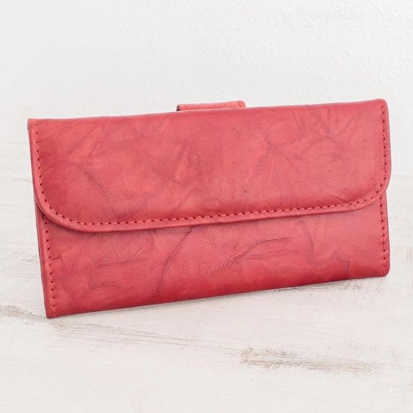 Alternate image for Multi-pocket Red Leather Wallet for Women Crimson Credit