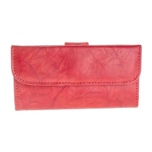 Alternate image for Multi-pocket Red Leather Wallet for Women Crimson Credit