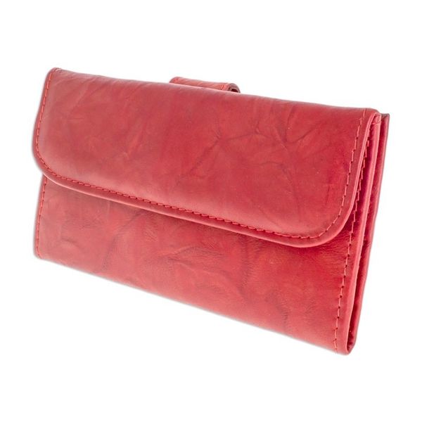 Alternate image for Multi-pocket Red Leather Wallet for Women Crimson Credit